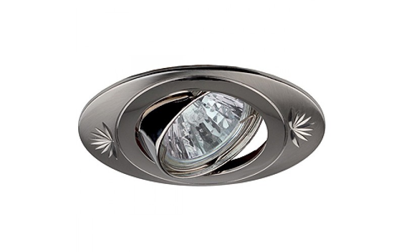 KL4A SN/N Светильник ЭРА литой овал пов. с гравировкой MR16,12V/220V, 50W сатин никель/никель (5/100