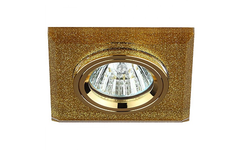 DK8 GD/SHGD Светильник ЭРА декор стекло квадрат MR16,12V/220V, 50W, золото/золотой блеск (5/50)
