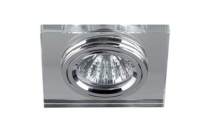 DK8 CH/WH Светильник ЭРА декор стекло квадрат MR16,12V/220V, 50W, хром/зеркальный (5/50/1750)