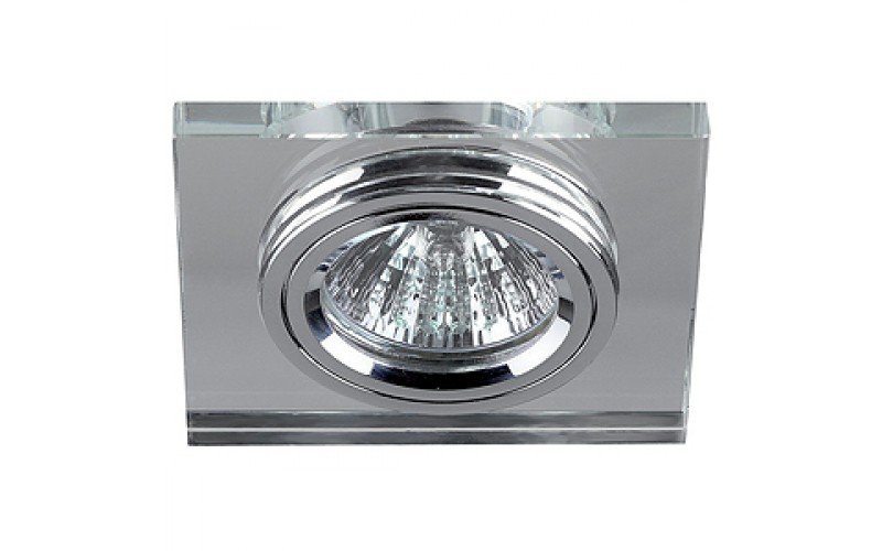 DK8 CH/WH Светильник ЭРА декор стекло квадрат MR16,12V/220V, 50W, хром/зеркальный (5/50/1750)