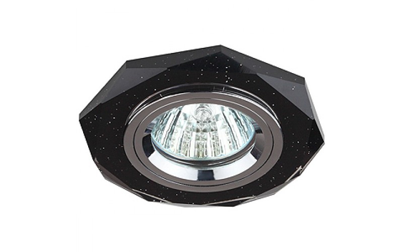 DK5 СH/BK Светильник ЭРА декор стекло многогранник MR16,12V/220V, 50W, GU5,3 черн блеск/хром (50/175