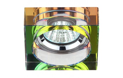 DK37 CH/MIX Светильник ЭРА декор квадрат малый «толст.стекло» MR16,12V/220V, 50W, хром/мультиколор DK37 CH/MIX Светильник ЭРА декор квадрат малый «толст.стекло» MR16,12V/220V, 50W, хром/мультиколор