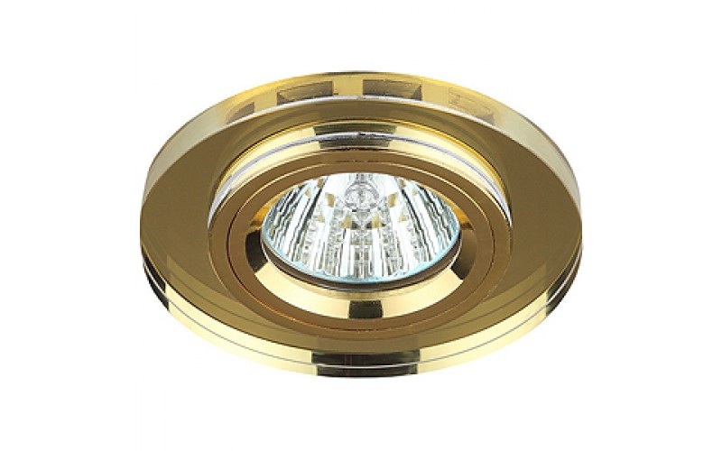DK7 GD/YL Светильник ЭРА декор стекло круглое MR16,12V/220V, 50W, золото/желтый (50/2100)