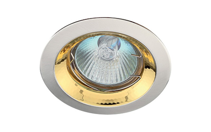 KL29 А SS/G Светильник ЭРА литой пов. «тарелка» MR16,12V/220V, 50W сатин серебро/золото (100/1400)