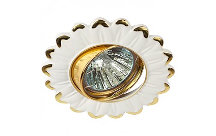 KL27 А WH/GD Светильник ЭРА литой пов. MR16,12V/220V, 50W белый/золото (5/100/1000)