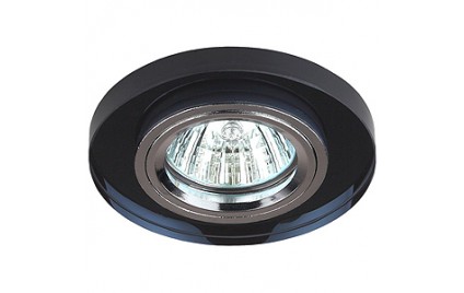 DK7 CH/BK Светильник ЭРА декор стекло круглое MR16,12V/220V, 50W, хром/черный (5/50/1750)