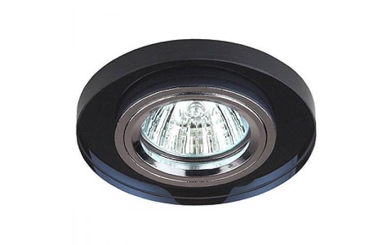 DK7 CH/BK Светильник ЭРА декор стекло круглое MR16,12V/220V, 50W, хром/черный (5/50/1750)
