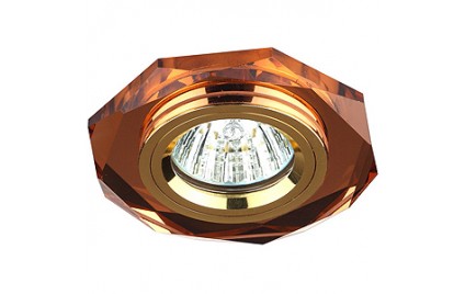 DK5 GD/BR Светильник ЭРА декор стекло многогранник MR16,12V/220V, 50W, GU5,3 коричнев/ золото (50/17 DK5 GD/BR Светильник ЭРА декор стекло многогранник MR16,12V/220V, 50W, GU5,3 коричнев/ золото (50/17