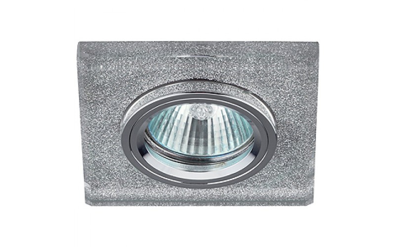 DK8 CH/SHSL Светильник ЭРА декор стекло квадрат MR16,12V/220V, 50W, хром/серебряный блеск (50/1750)