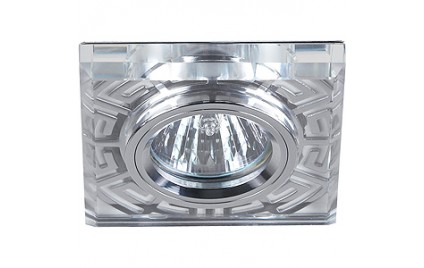 DK27 CH/WH Светильник ЭРА декор стекло квадрат MR16,12V/220V, 50W, хром/прозрачный (50/1050)