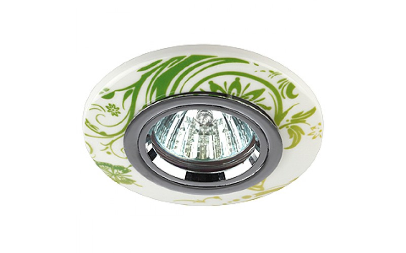 DK62 CH/WH/GR Светильник ЭРА декор керамический «зелёный» MR16,12V/220V, 50W, белый/зелёный/хром (5