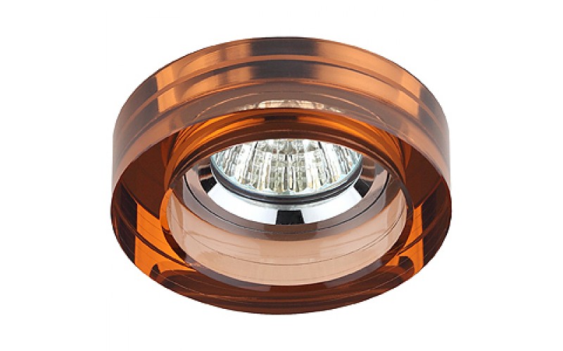 DK38 CH/BR Светильник ЭРА декор кругл «толст.стекло» MR16,12V/220V, 50W, хром/коричневый (3/30/1080