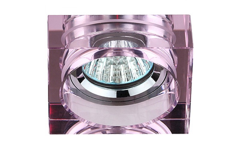 DK37 CH/PK Светильник ЭРА декор квадрат малый «толст.стекло» MR16,12V/220V, 50W, хром/розовый (30)